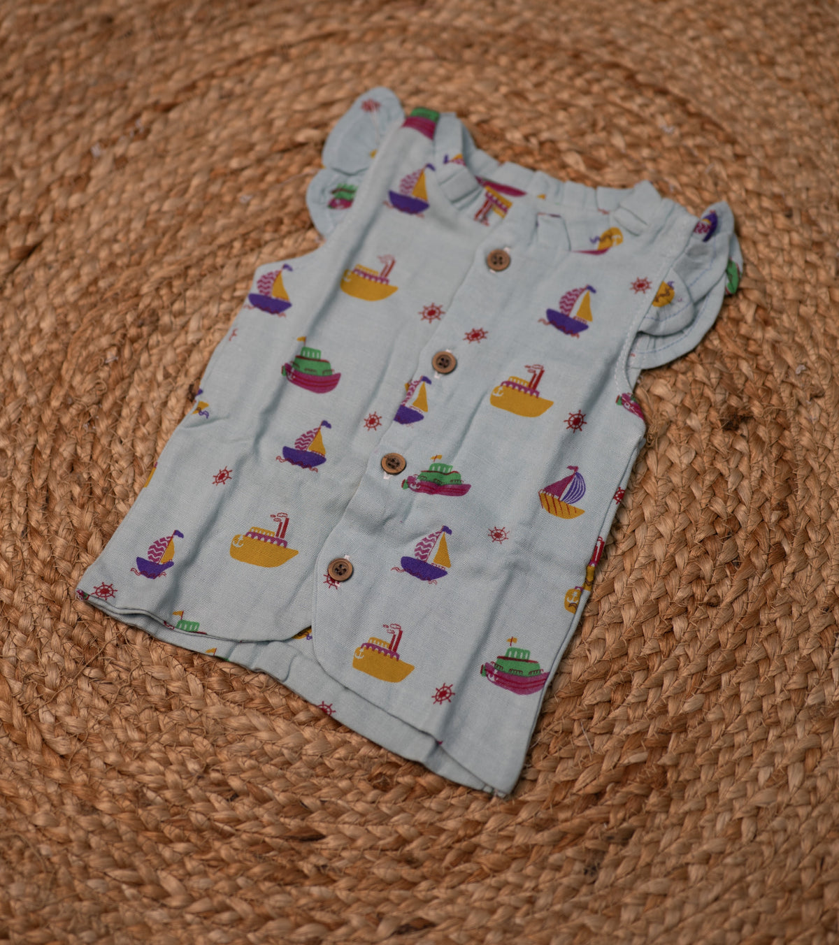 Girls top - blue base print