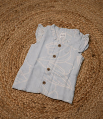 Girls top - Light blue base flower print