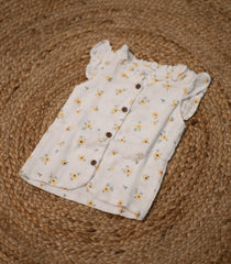 Girls top - white base flower print