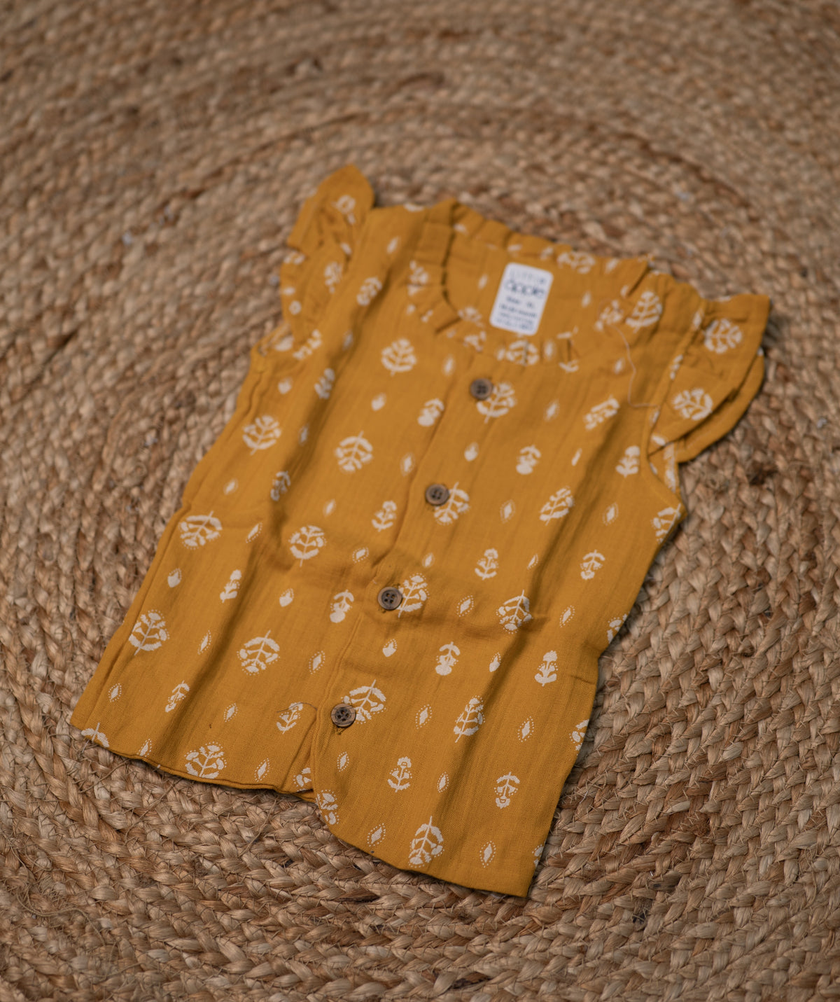 Girls top - Yellow base flower print