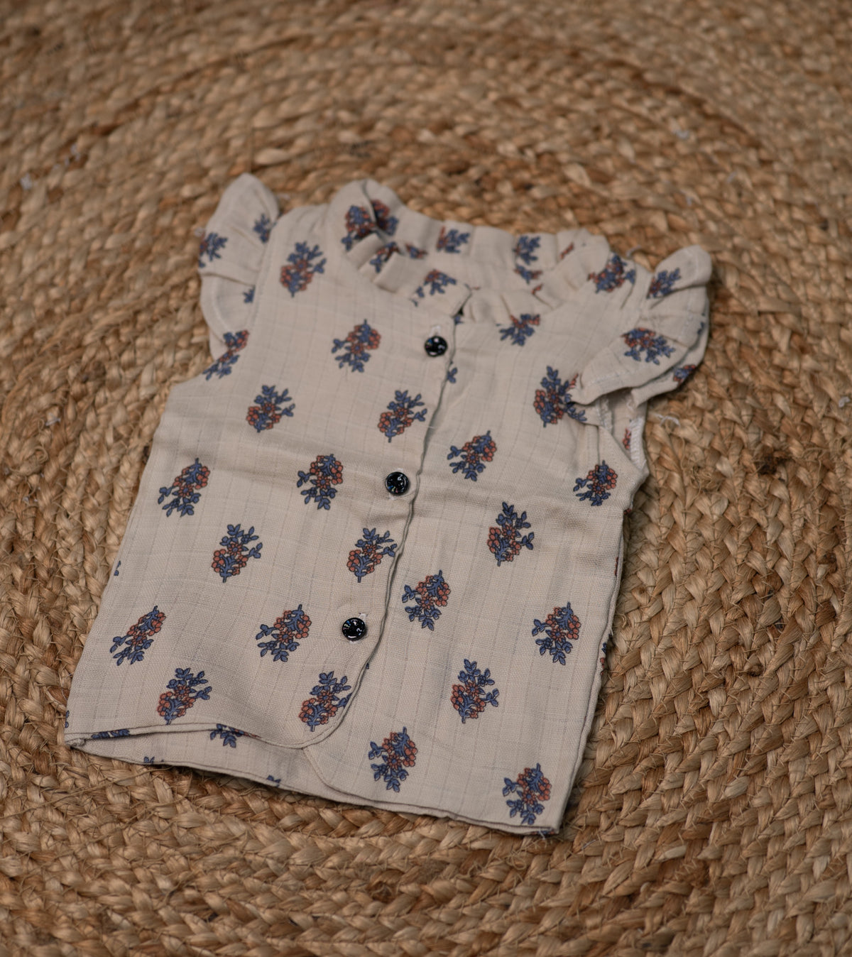 Girls top - Light brown base flower print