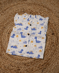 Girls top - white base animal print