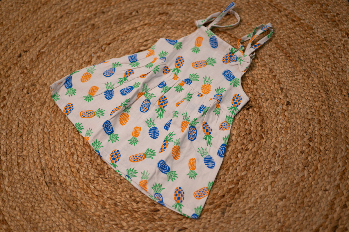 Girls Sleeveless Frock - multicolor print