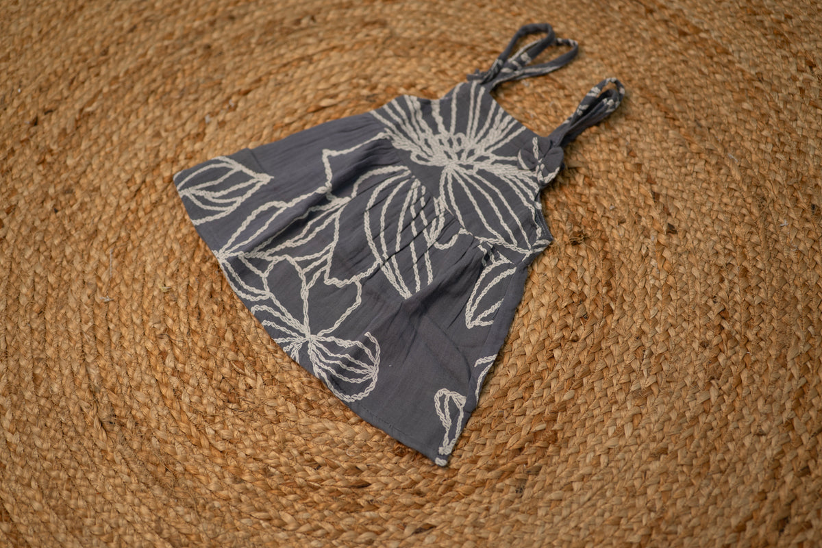 Girls Sleeveless Frock - Gray color