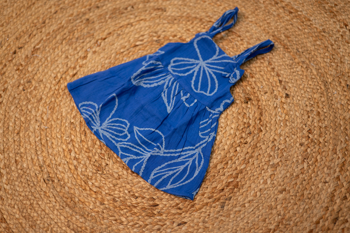 Girls Sleeveless Frock - Blue color