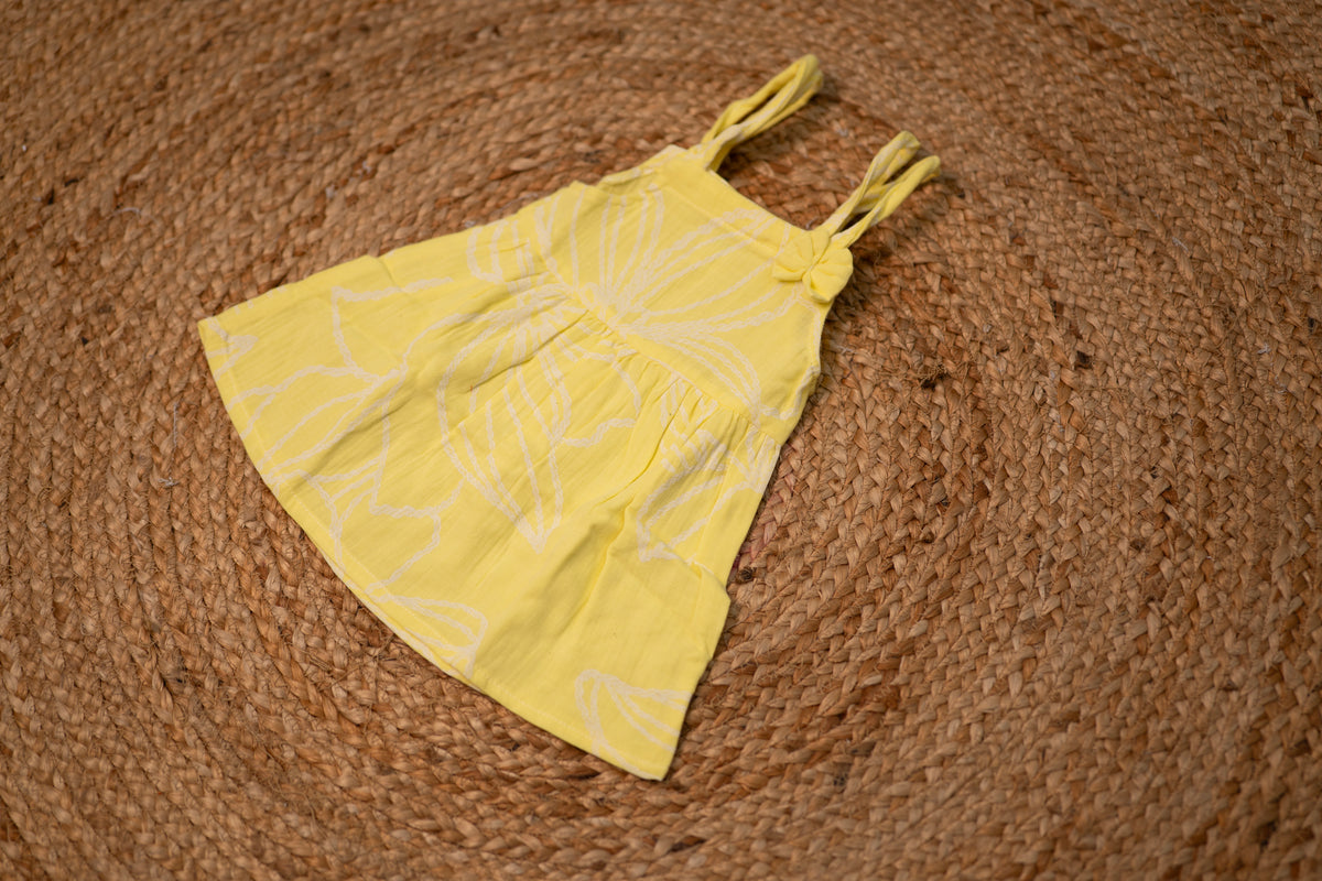 Girls Sleeveless Frock - Yellow color