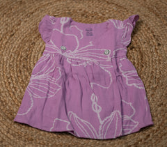 Half sleeve frock - Baby Girl Cartoon Print Button