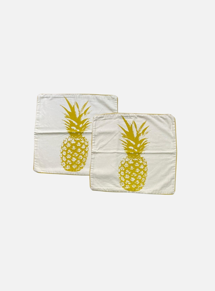 Cotton cushion covers-Mustard pineapple sandal