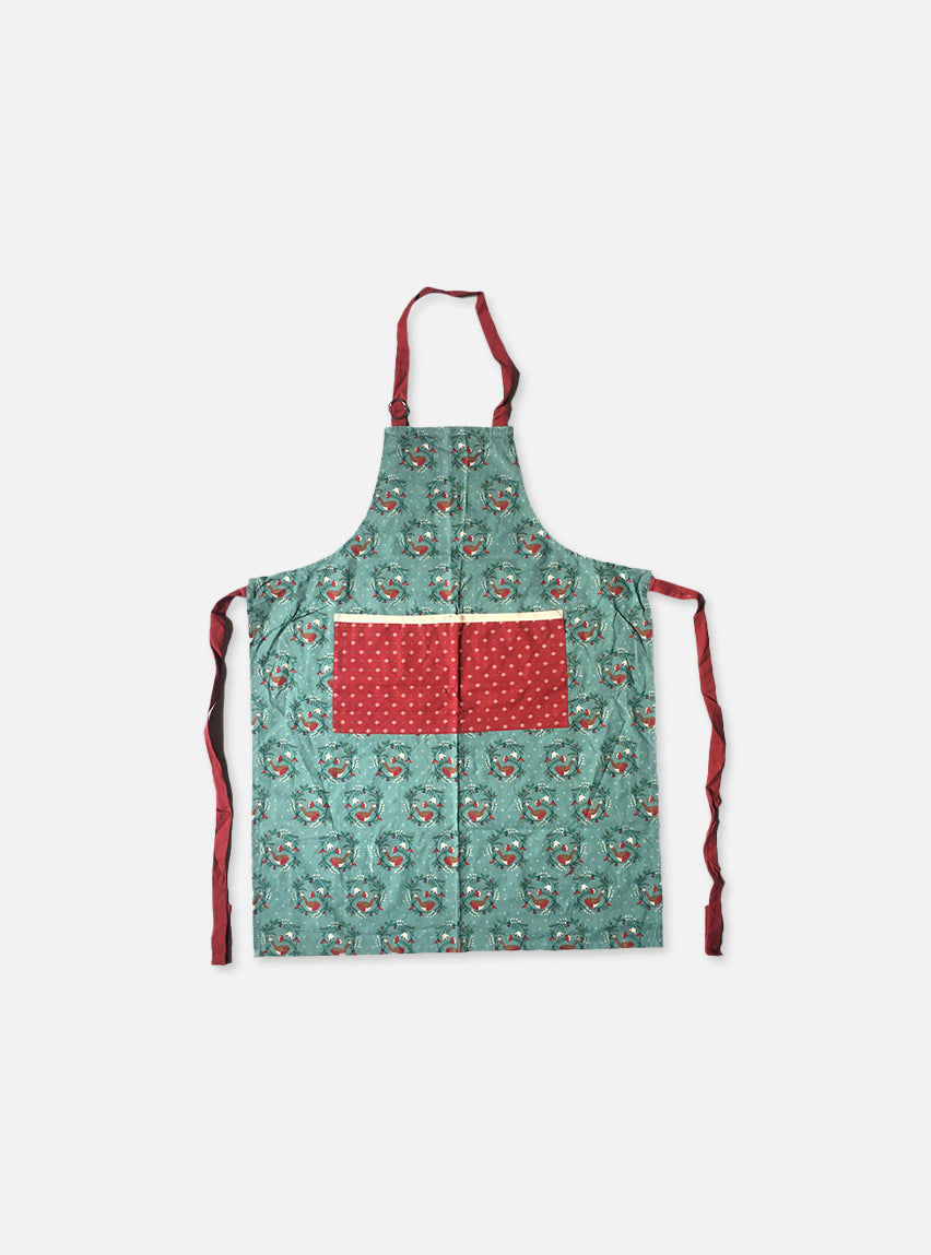 Pure cotton Adult Apron - Little Bird Blue Red Combo