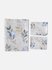 Queen Size Full Bedspread - White Base Navy Blue Leaf