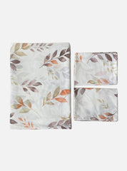 Queen Size Full Bedspread - White Base Orange Leaf