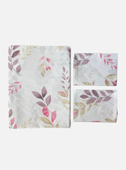 Queen Size Full Bedspread - White Base Pink Leaf