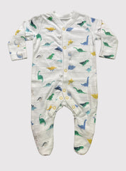 Baby Jumpsuit - Colour Dinos White