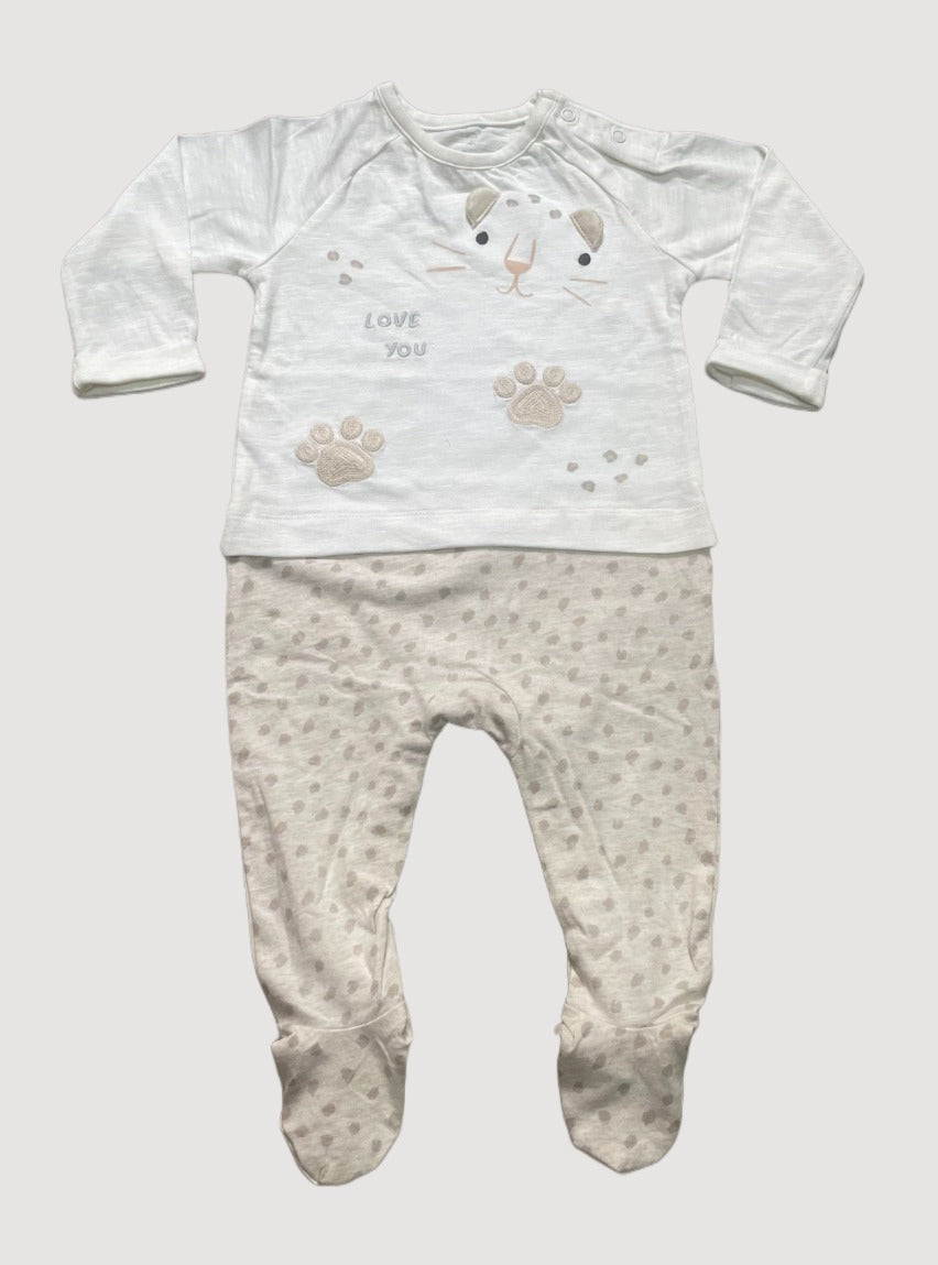 SS  Baby Jumpsuit - Love You Dog Light Brown