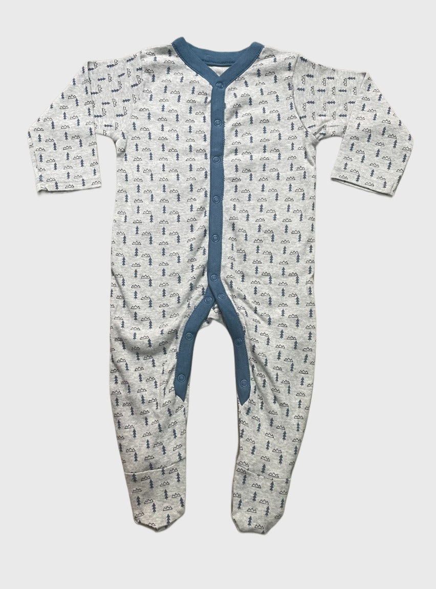 SS  Baby Jumpsuit - Mountain Tree Navy Blue Grey