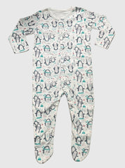 SS  Baby Jumpsuit - Penguins White
