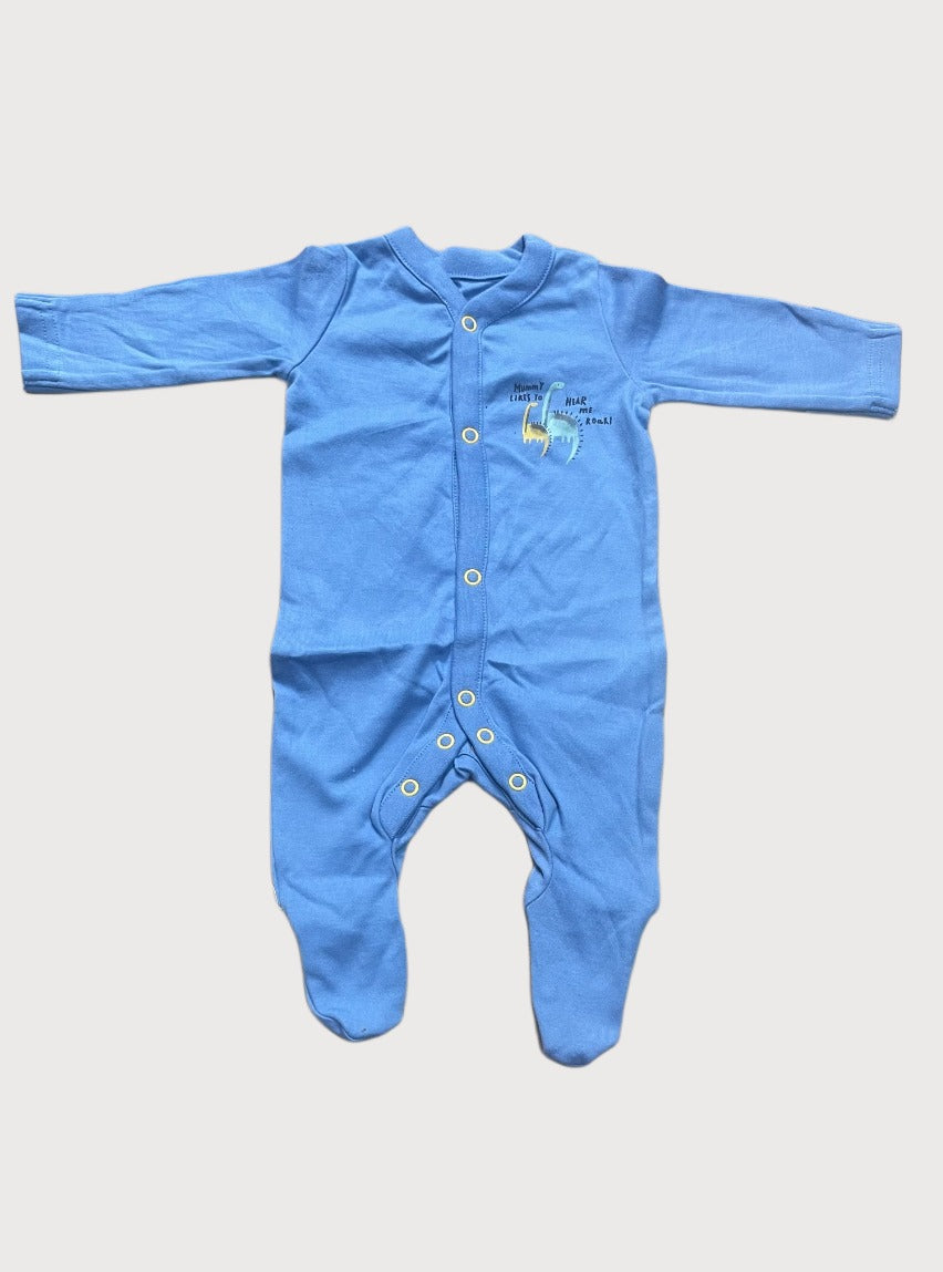 SS  Baby Jumpsuit - Two Lil Dinos Dark Blue