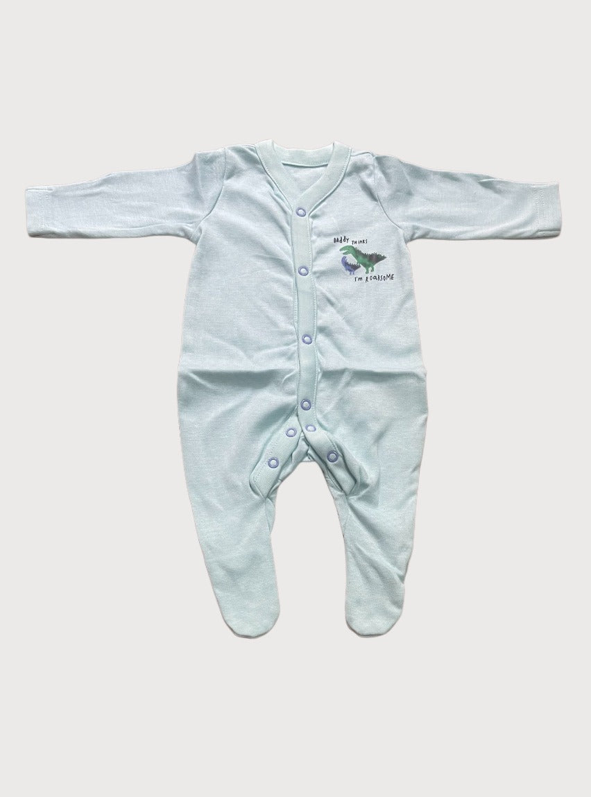 SS  Baby Jumpsuit - Two Lil Dinos Light Blue