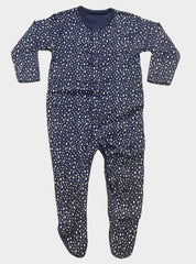 SS  Baby Jumpsuit - White Dots Navy Blue