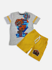 Boys Tee Shorts Set - Zuma Grey yellow
