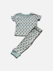 Kids T-Shirt Pant Set - Butterfly Dots Light Pista Green