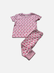 Kids T-Shirt Pant Set  - Butterfly Pink Dots Baby Pink