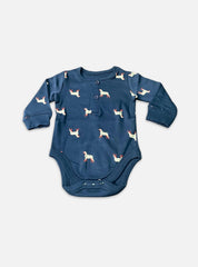 Baby Romper - White Pup Navy Blue
