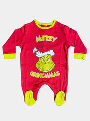 SS  baby jumpsuits - Merry Grinchmas Red
