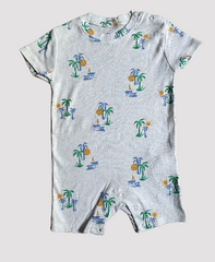 Baby Half Jumpsuit - Beach Theme White