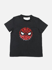 Sequin Tees - (6 - 7 Years) Black Spiderman