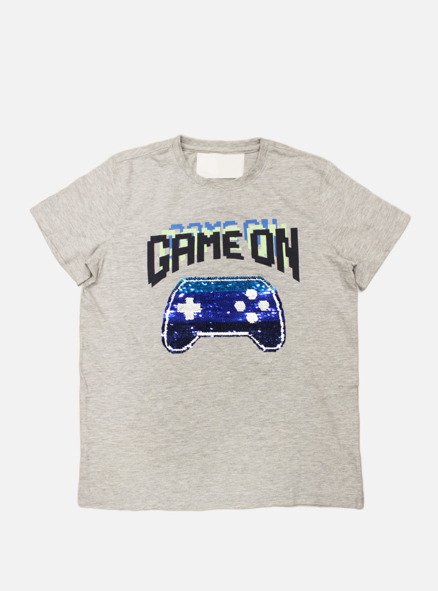 Sequin Tees - Plain Grey Game On