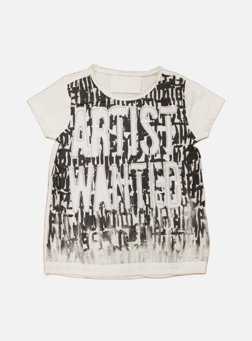 Sequin Tees - White Black Artist Wanted