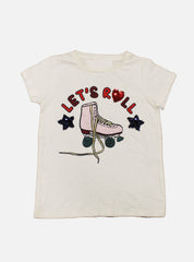 Sequin Tees - White Let's Roll