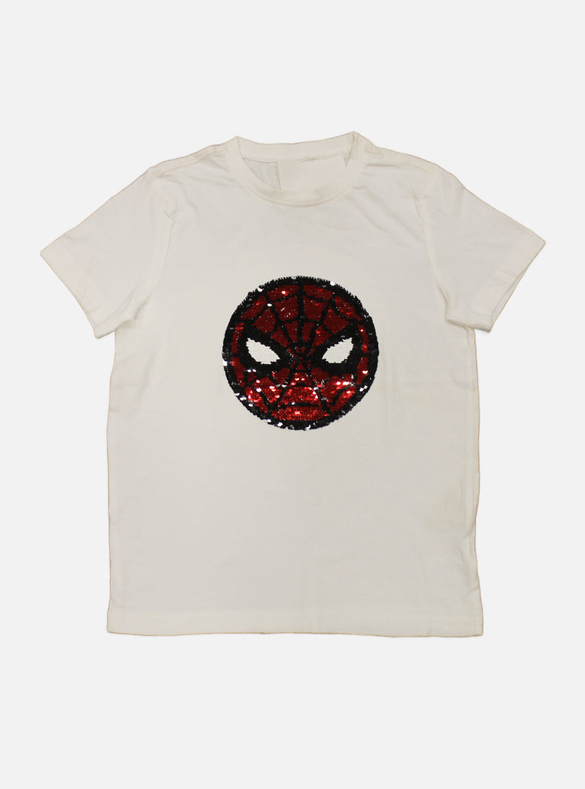 Sequin Tees - White Spiderman