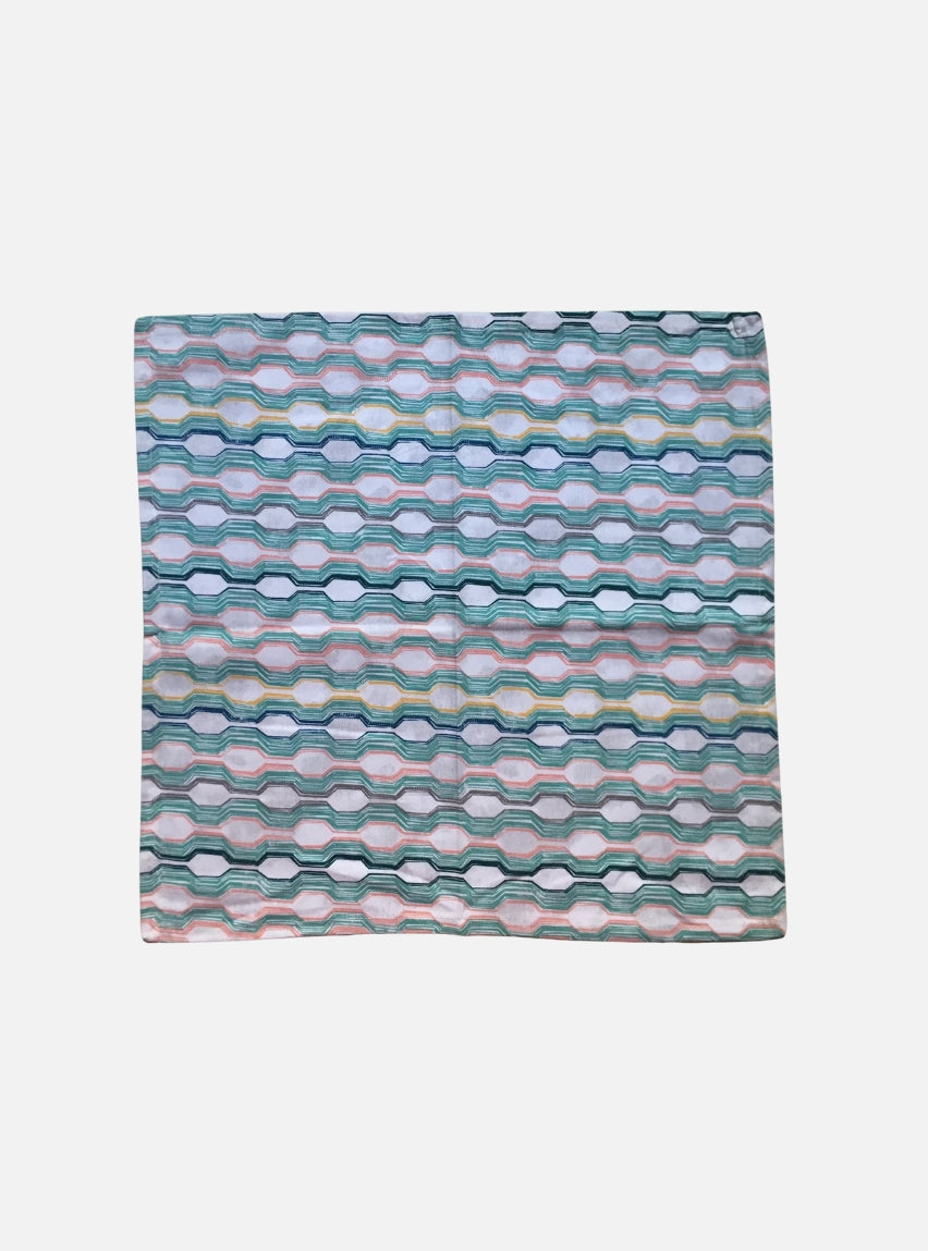 Small Square lunch towels napkin -blue yellow peach wave pattern