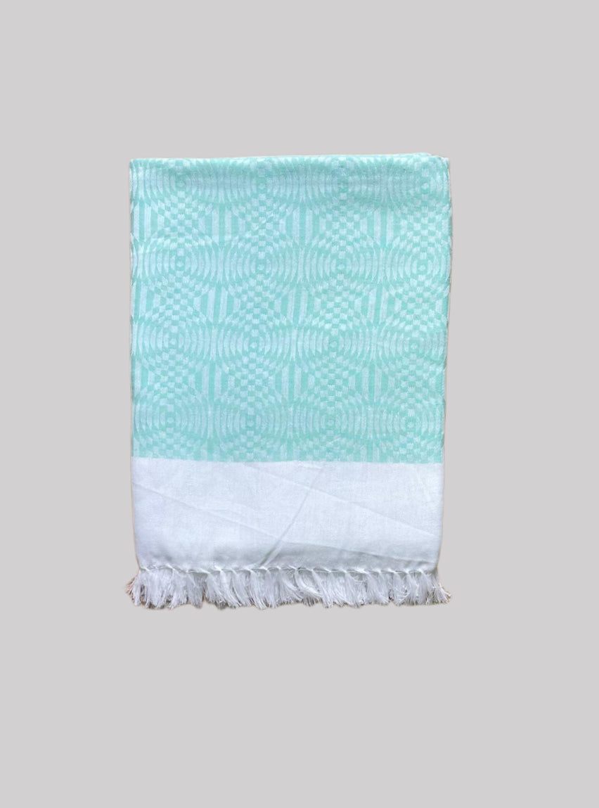 Soft Jacquard Blankets - Cyan Circle
