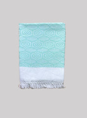 Soft Jacquard Blankets - Cyan Circle