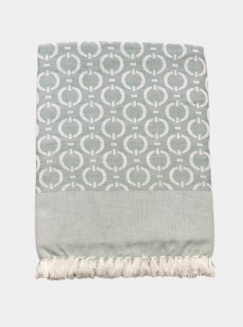 Soft Jacquard Blankets - Light Green Chain