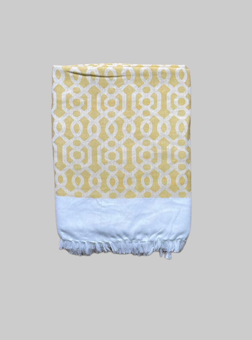 Soft Jacquard Blankets - Yellow Hexagons