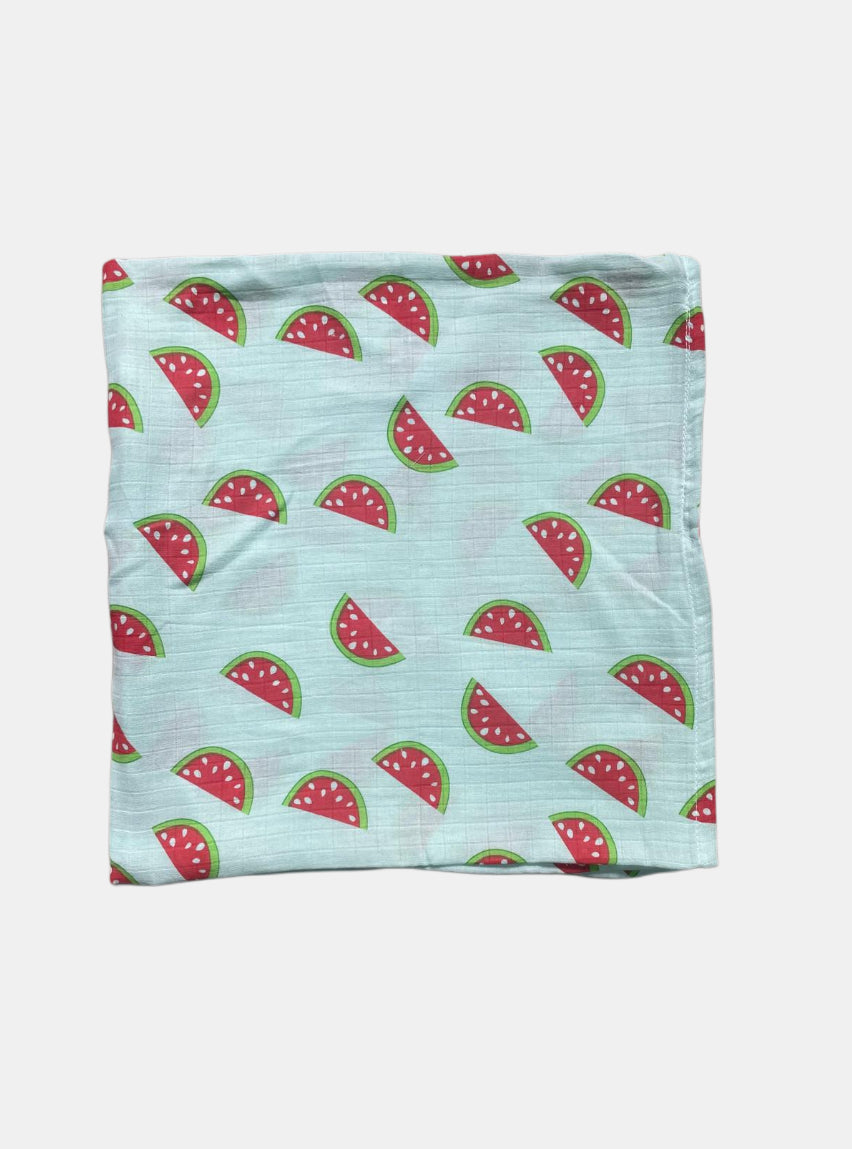 Small Muslin Towel - Watermelon Light blue base