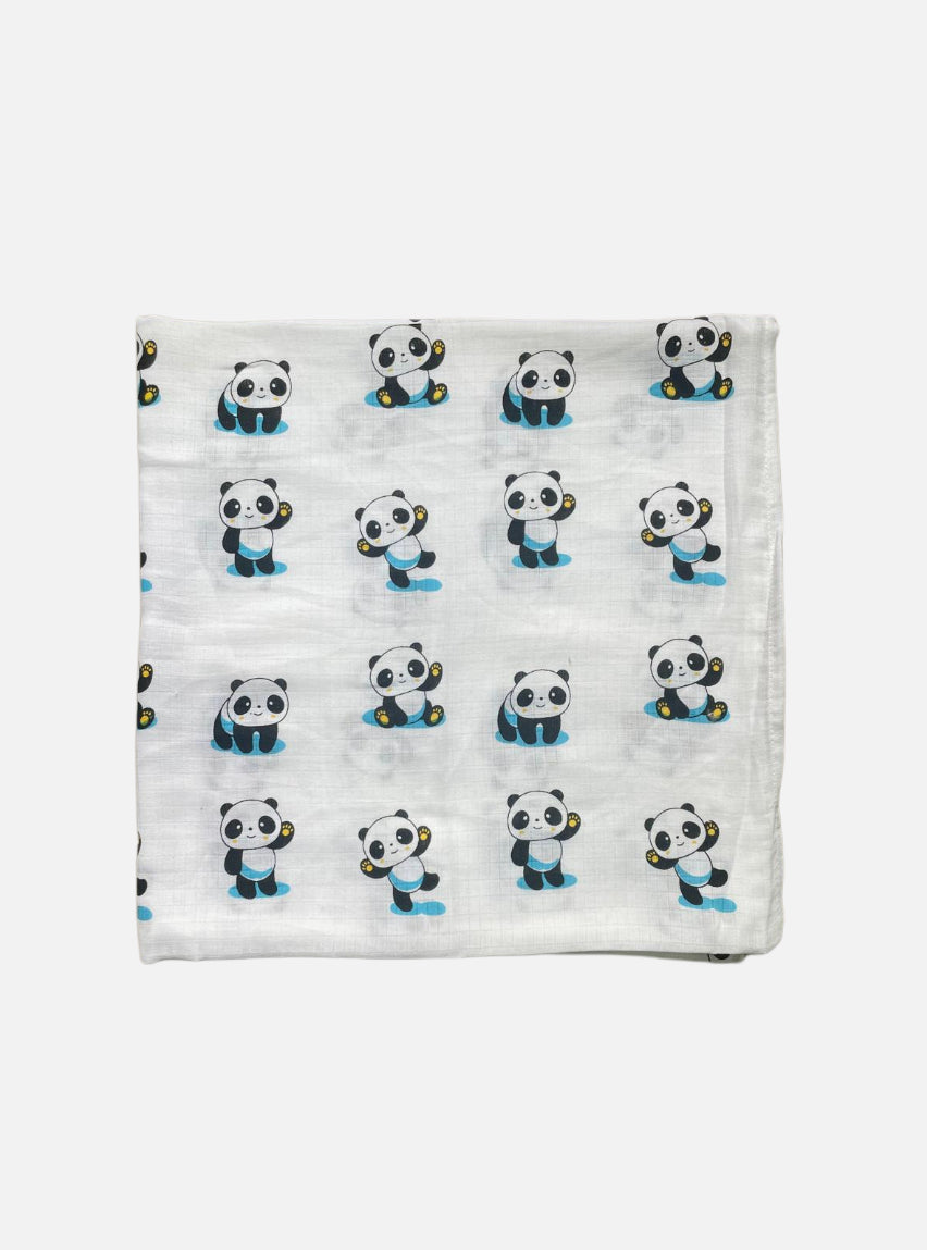 Big Muslin Towel - White Base Panda big