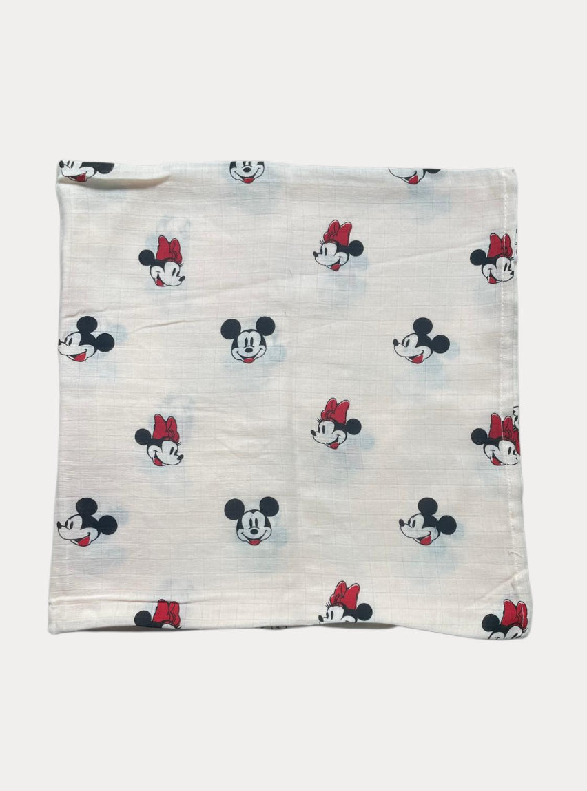 Small Muslin Towel - Mickey Minnie peach base