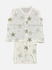 Muslin Jabla & Nappy Set - Gray Blue Star's