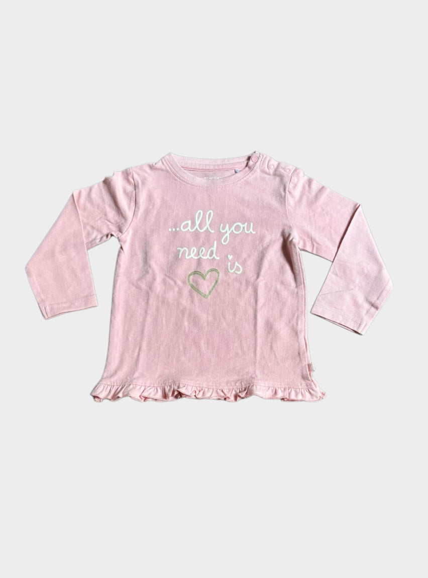 Girls T-Shirt (18 - 24 Months) - Light Pink All You Need is Heart