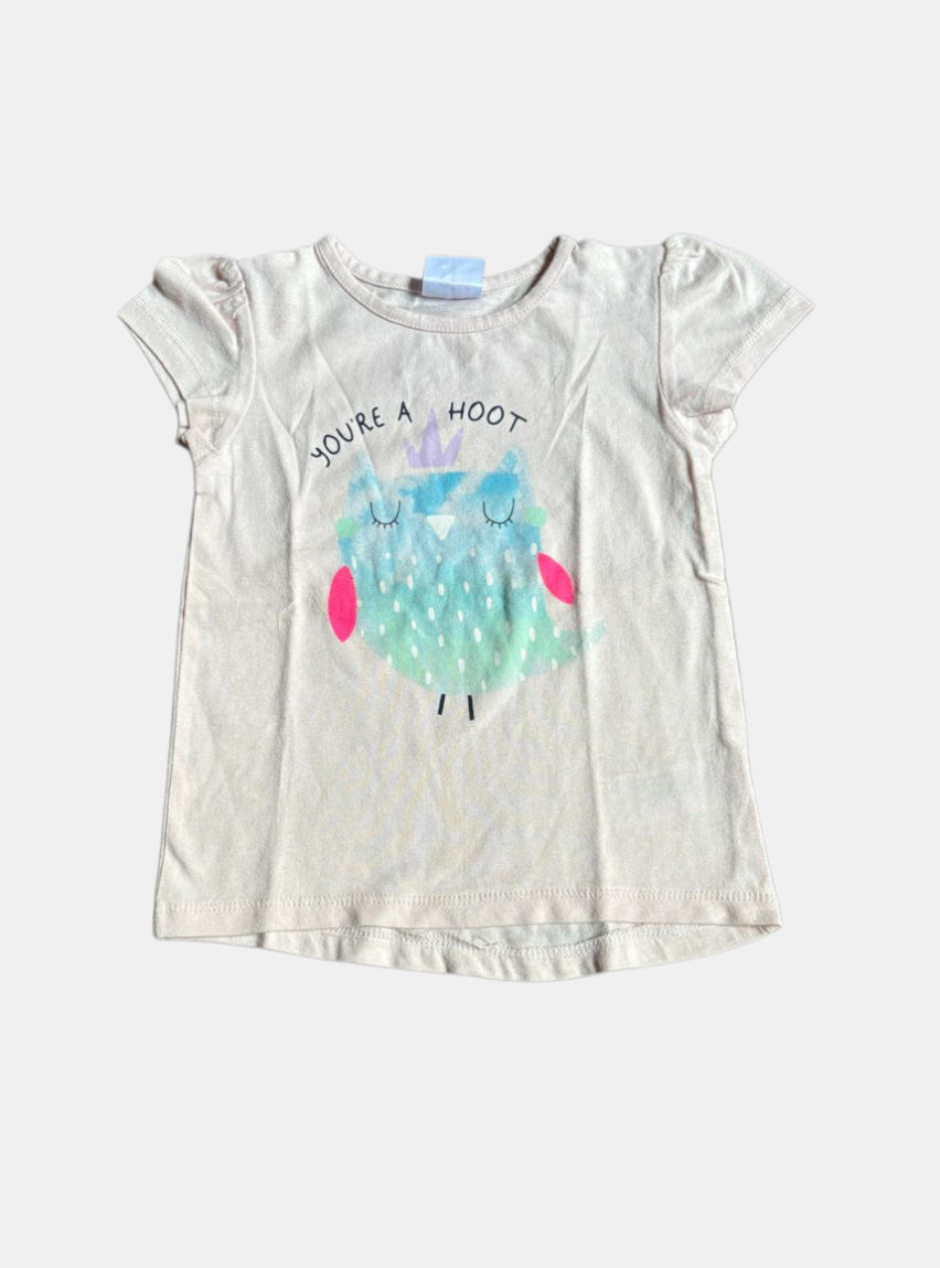 Girls T-Shirt (18 - 24 Months) - Pink Owl