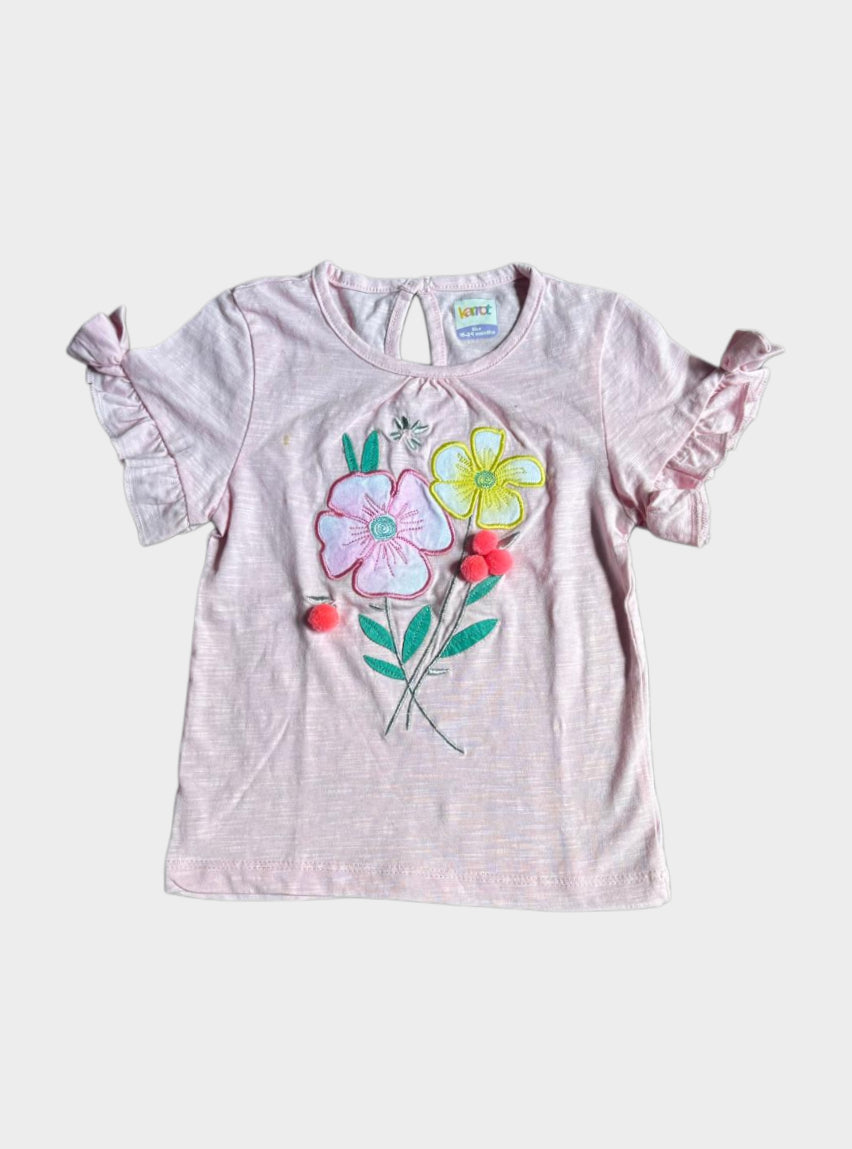 Girls T-Shirt (18 - 24 Months) - Pink Flower's