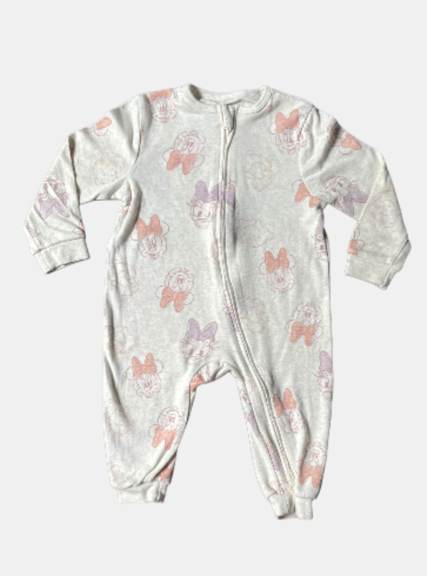 Baby Jumpsuit (6 - 9 Months) - Gray White Minnie