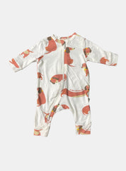 Baby Jumpsuit - White Brown Dog Peter