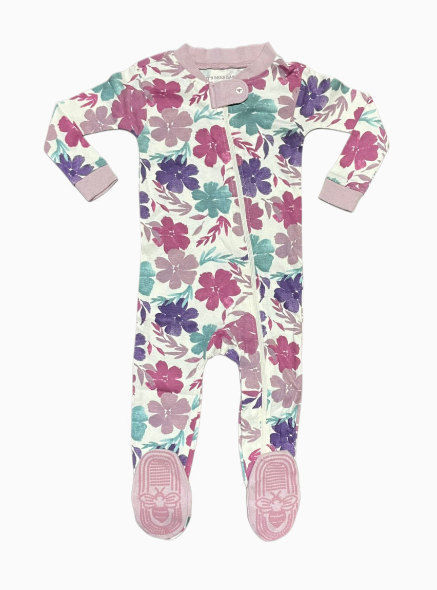 Baby Jumpsuit (6 - 9 Months) - Violet Flower Leaf