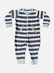 Baby Jumpsuit - White Navy Blue Stripe